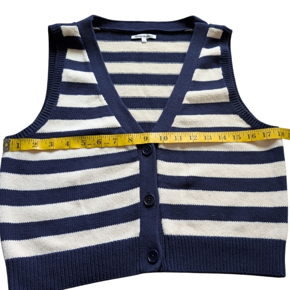 Reformation Zola Sweater Vest Womens Large Nautical Coastal Y2K Striped Cotton - Picture 10 of 13